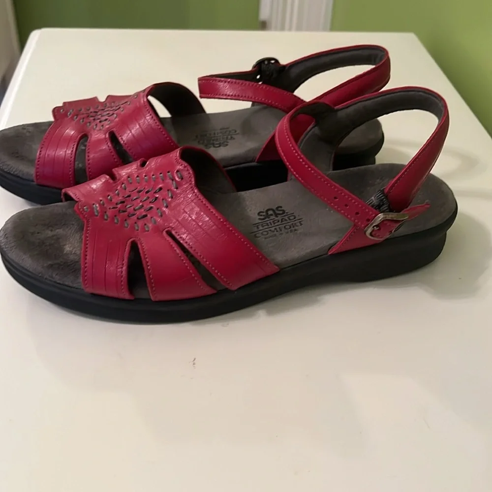 SAS Huarache Sandals Red Leather